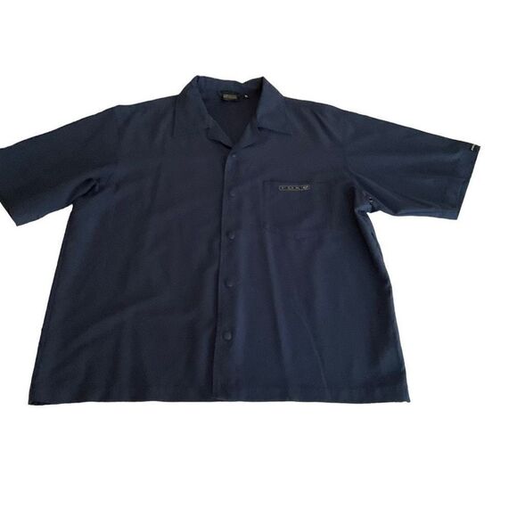 Fox Dress Shirt Collar Snap Button Front Blue 1 Pocket Short Sleeve Men XL - Picture 13 of 13